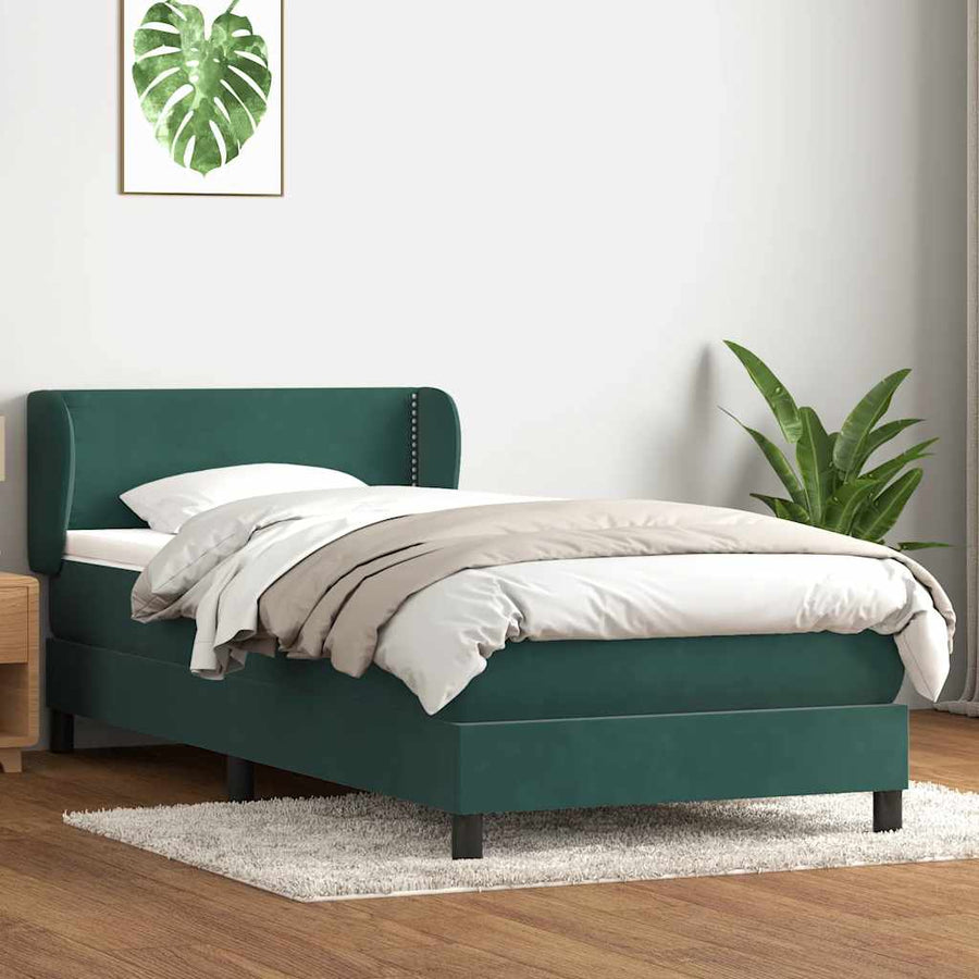 Boxspring met matras fluweel donkergroen 80x220 cm