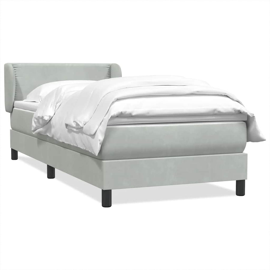 Boxspring met matras fluweel lichtgrijs 90x220 cm