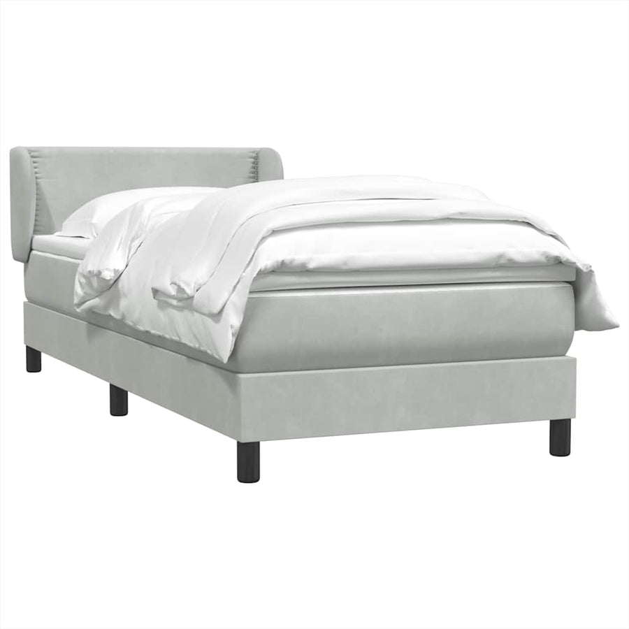 Boxspring met matras fluweel lichtgrijs 90x220 cm