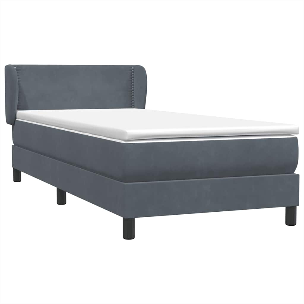 Boxspring met matras fluweel donkergrijs 90x220 cm