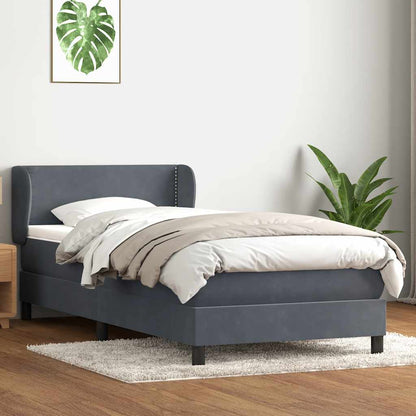 Boxspring met matras fluweel donkergrijs 90x220 cm
