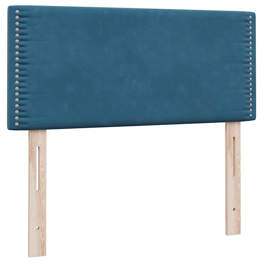Boxspring met matras fluweel donkerblauw 100x220 cm