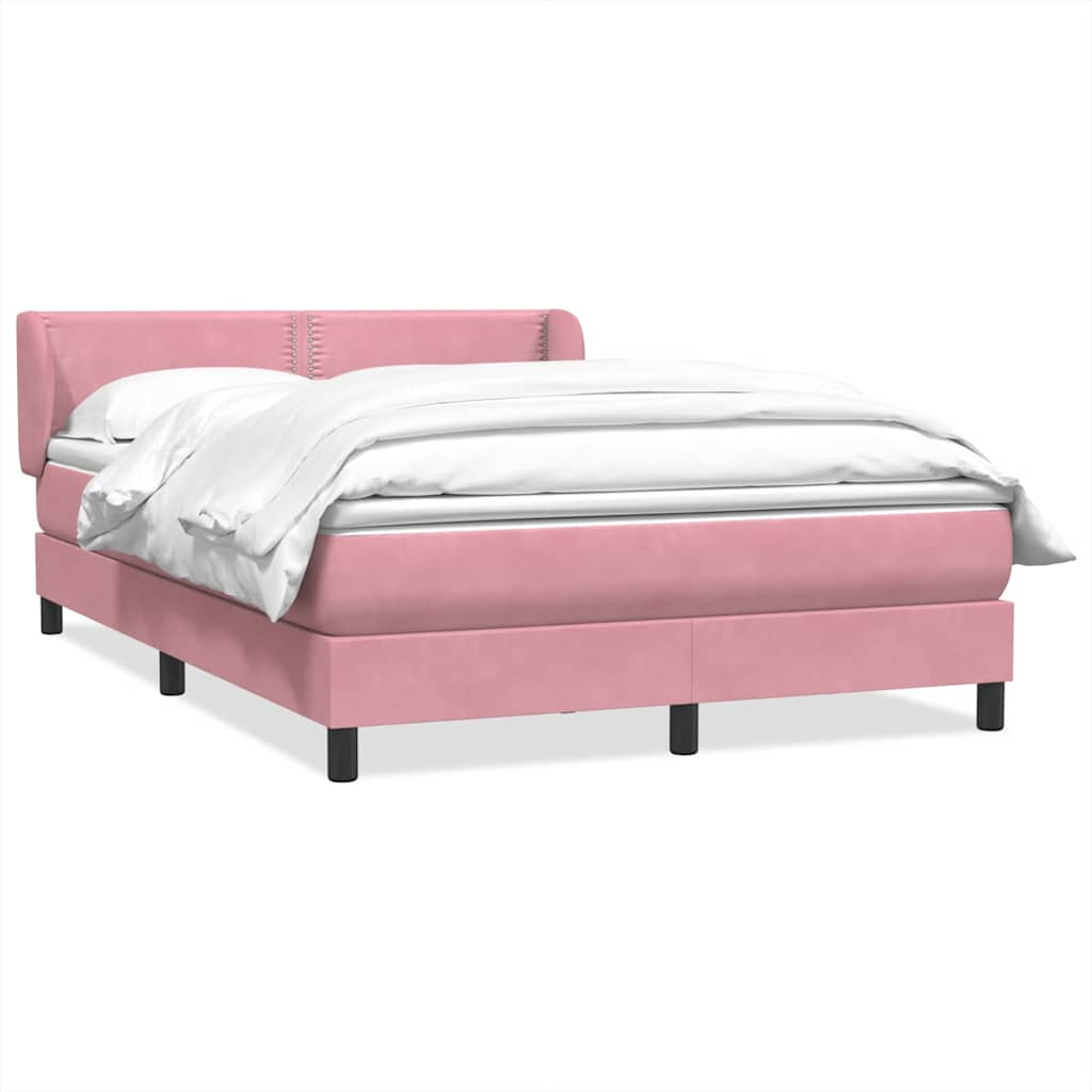 Boxspring met matras fluweel roze 160x220 cm