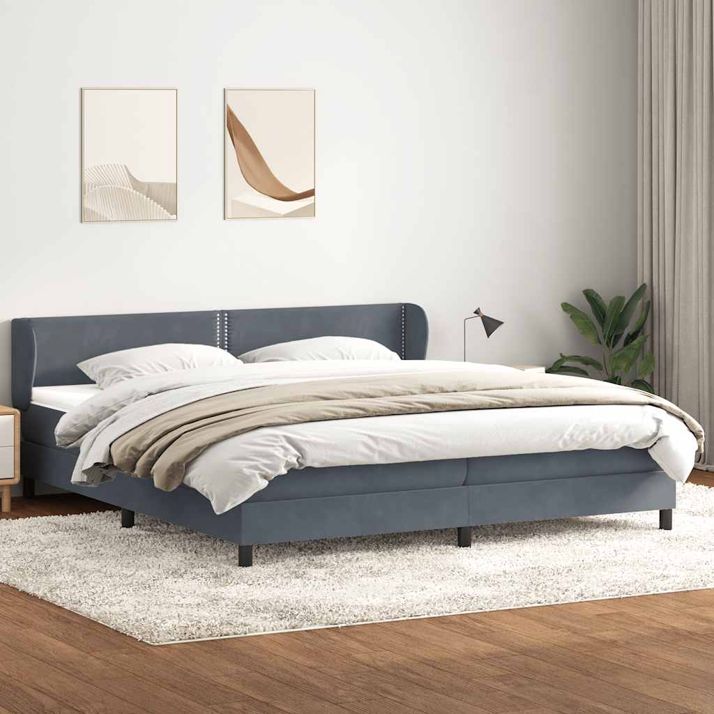 Bed boxspring met matrassen 200x220 cm fluweel donkergrijs