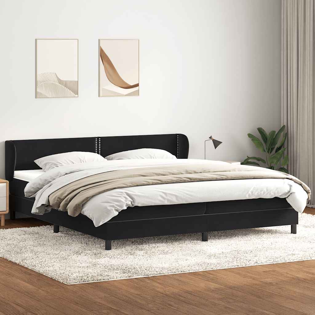 Boxspringbed met matrassen 200x220 cm fluweel zwart