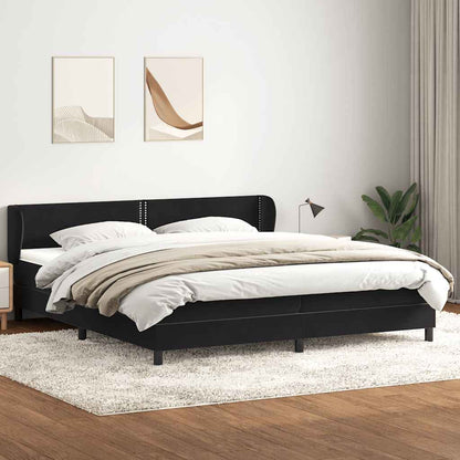 Boxspringbed met matrassen 200x220 cm fluweel zwart