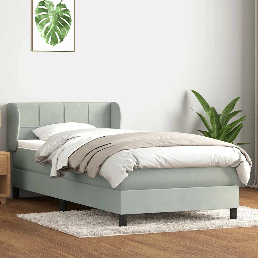 Boxspring met matras fluweel lichtgrijs 80x210 cm