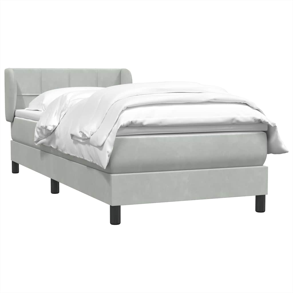 Boxspring met matras fluweel lichtgrijs 90x210 cm