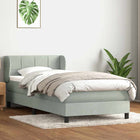 Boxspring met matras 90x210 cm lichtgrijs fluweel