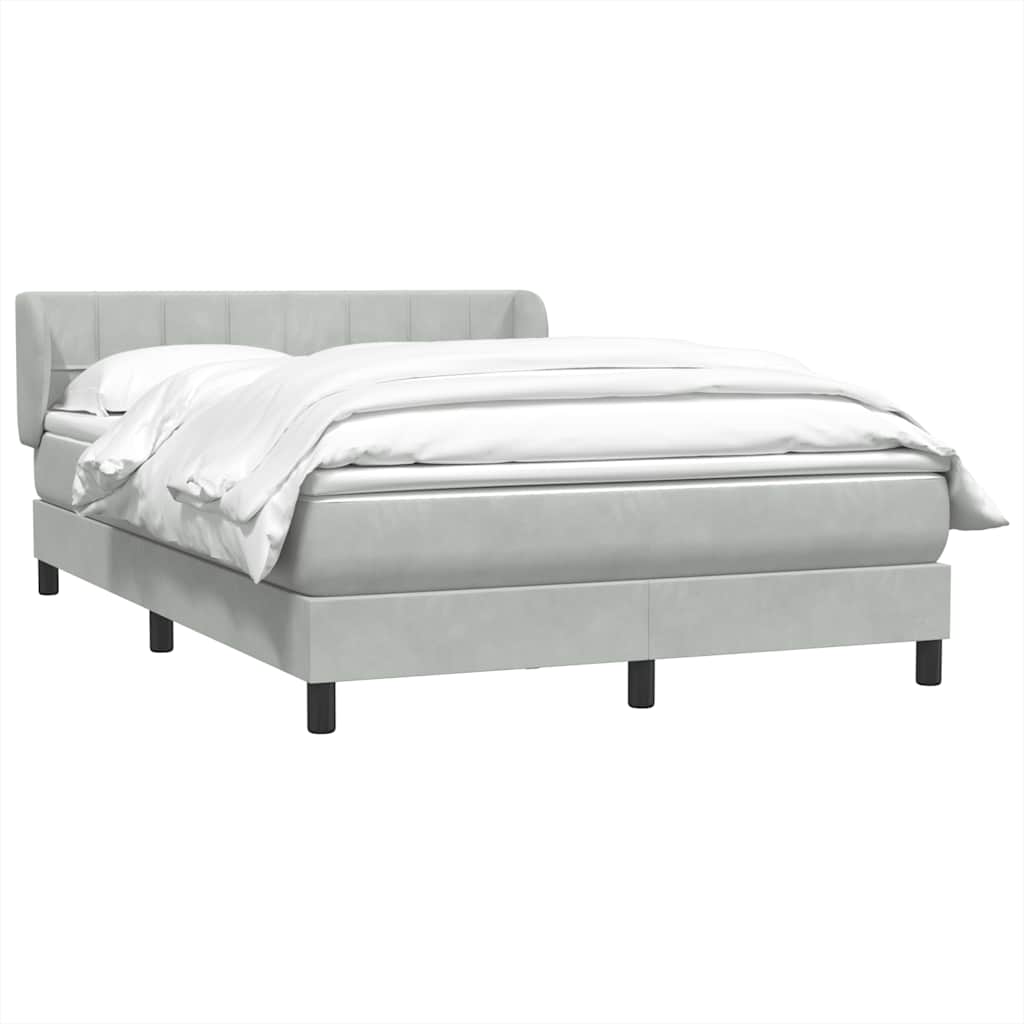 Boxspring met matras fluweel lichtgrijs 160x210 cm