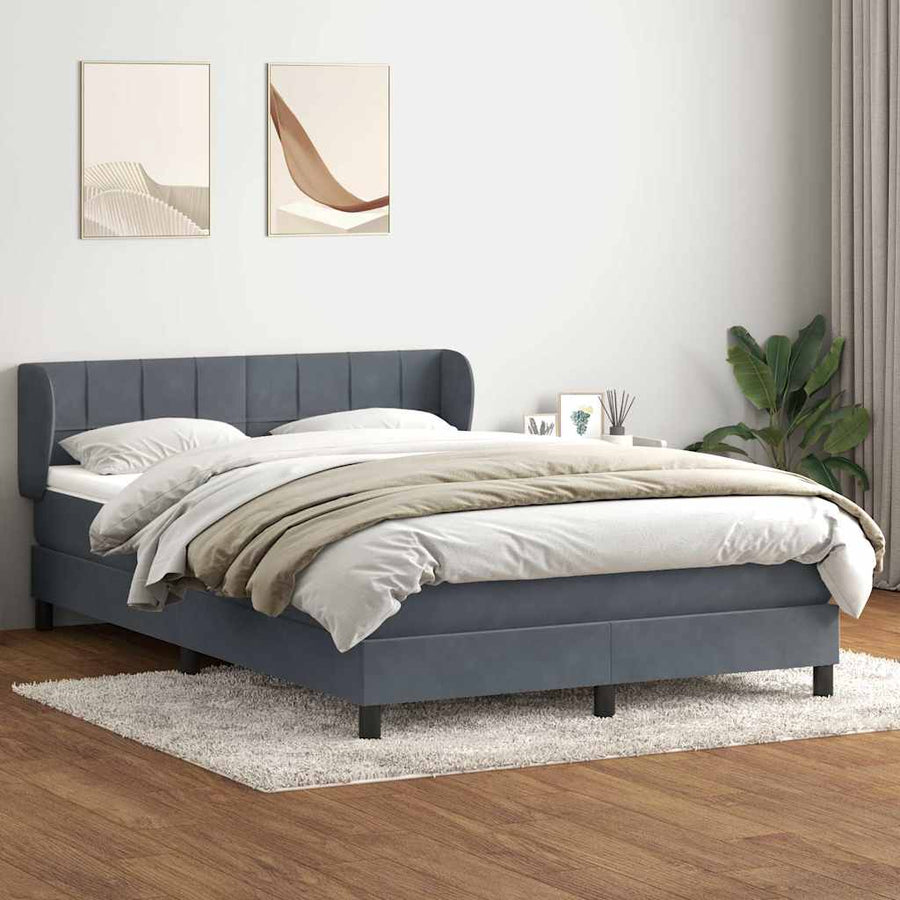 Boxspring met matras fluweel donkergrijs 160x210 cm
