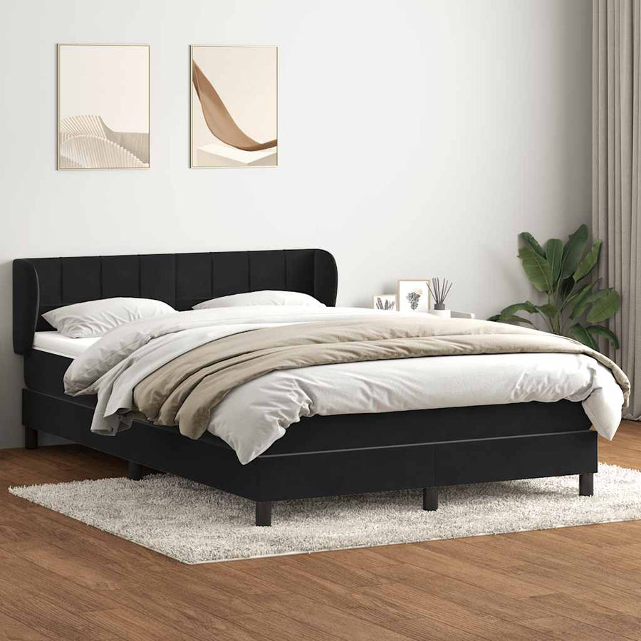 Boxspring met matras fluweel zwart 160x210 cm