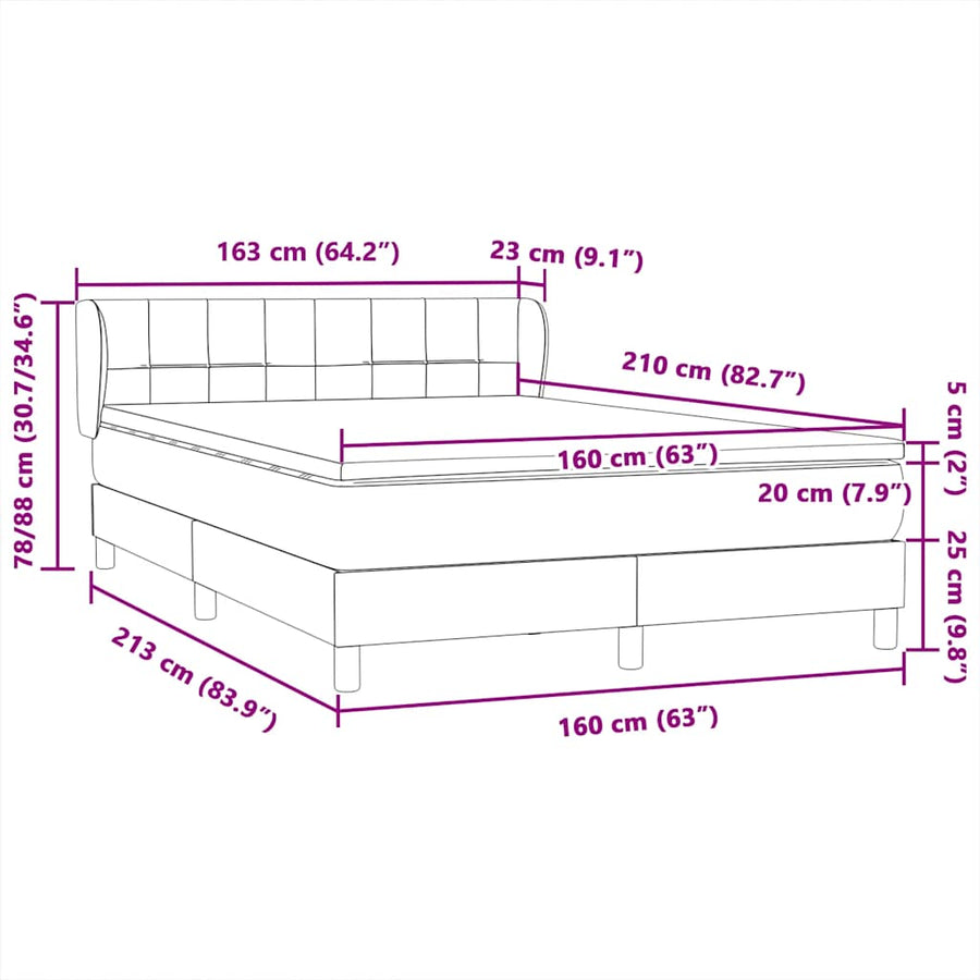Boxspring met matras fluweel roze 160x210 cm
