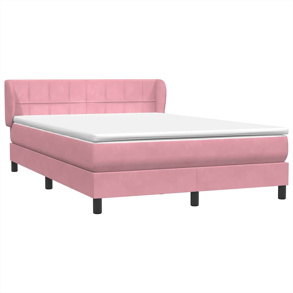 Boxspring met matras fluweel roze 160x210 cm