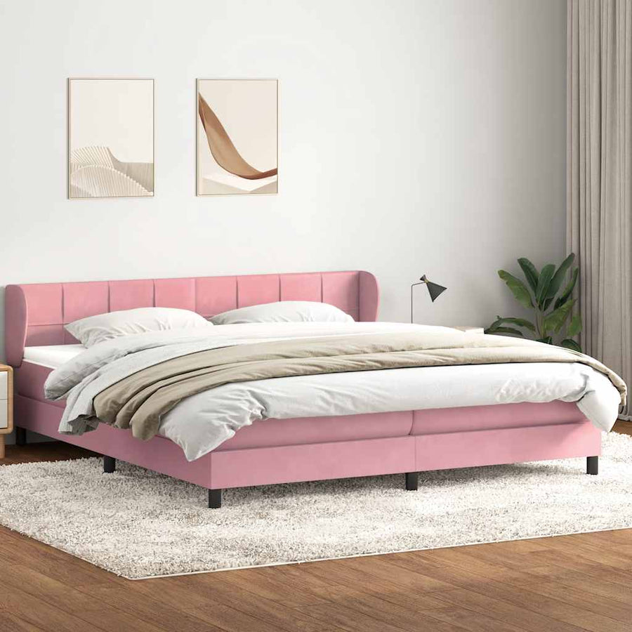 Boxspring met matrassen fluweel roze 180x210 cm