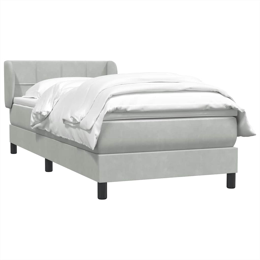 Boxspring met matras fluweel lichtgrijs 80x220 cm
