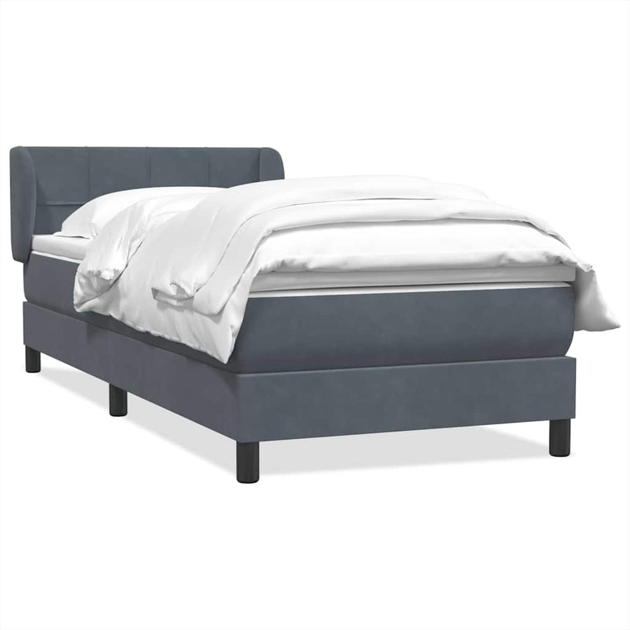 Boxspring met matras fluweel donkergrijs 80x220 cm