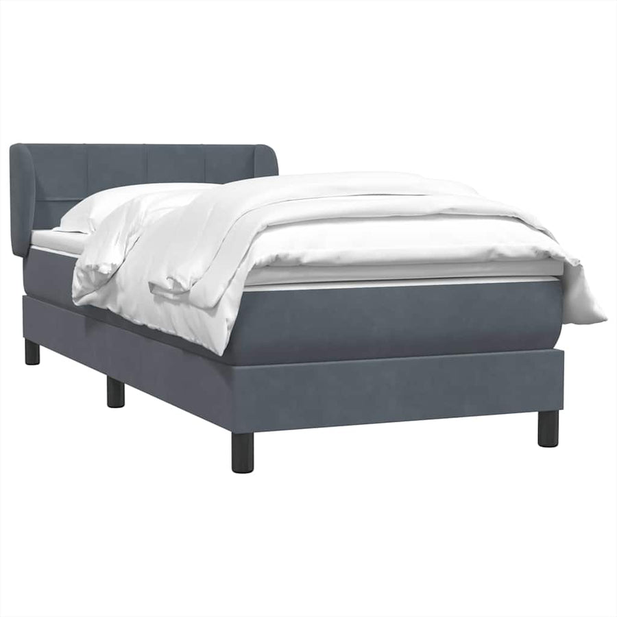 Boxspring met matras fluweel donkergrijs 80x220 cm