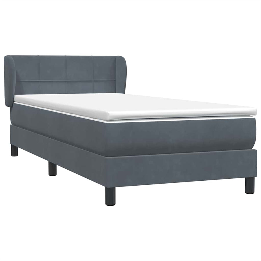 Boxspring met matras fluweel donkergrijs 80x220 cm