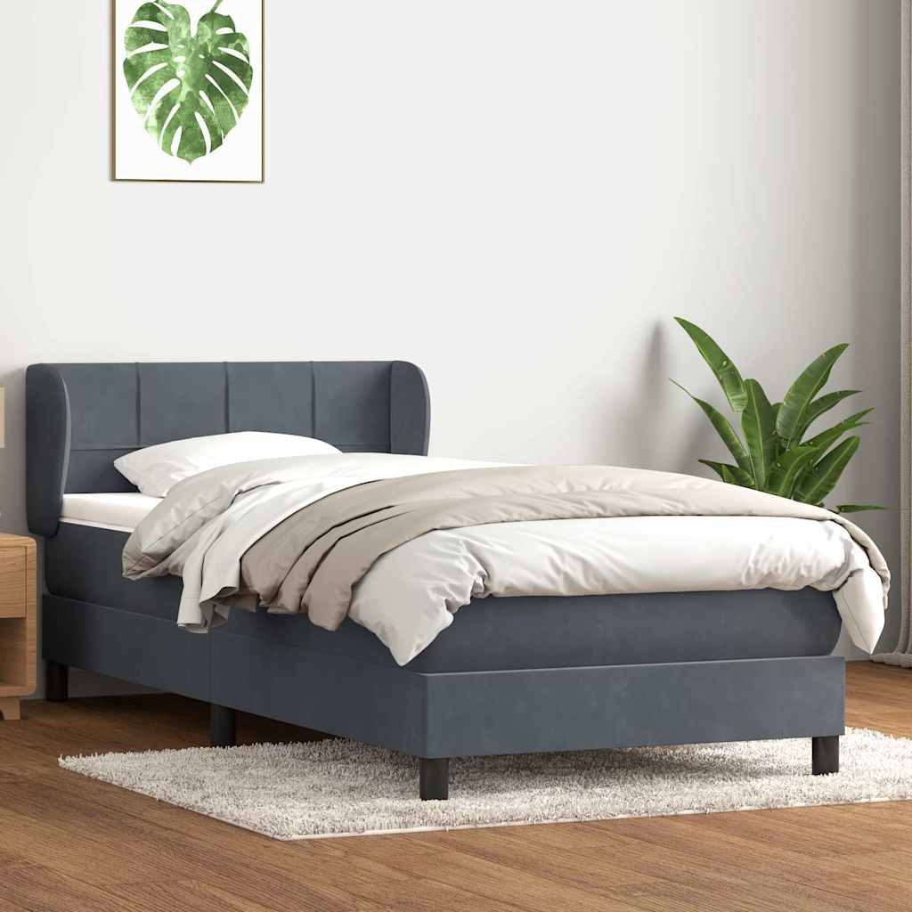 Boxspring met matras fluweel donkergrijs 80x220 cm