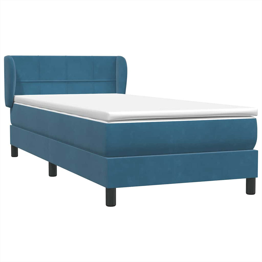 Boxspring met matras fluweel donkerblauw 80x220 cm
