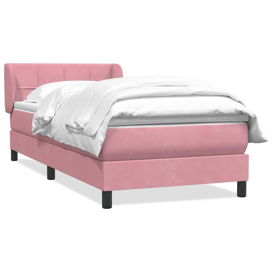 Boxspring met matras fluweel roze 80x220 cm
