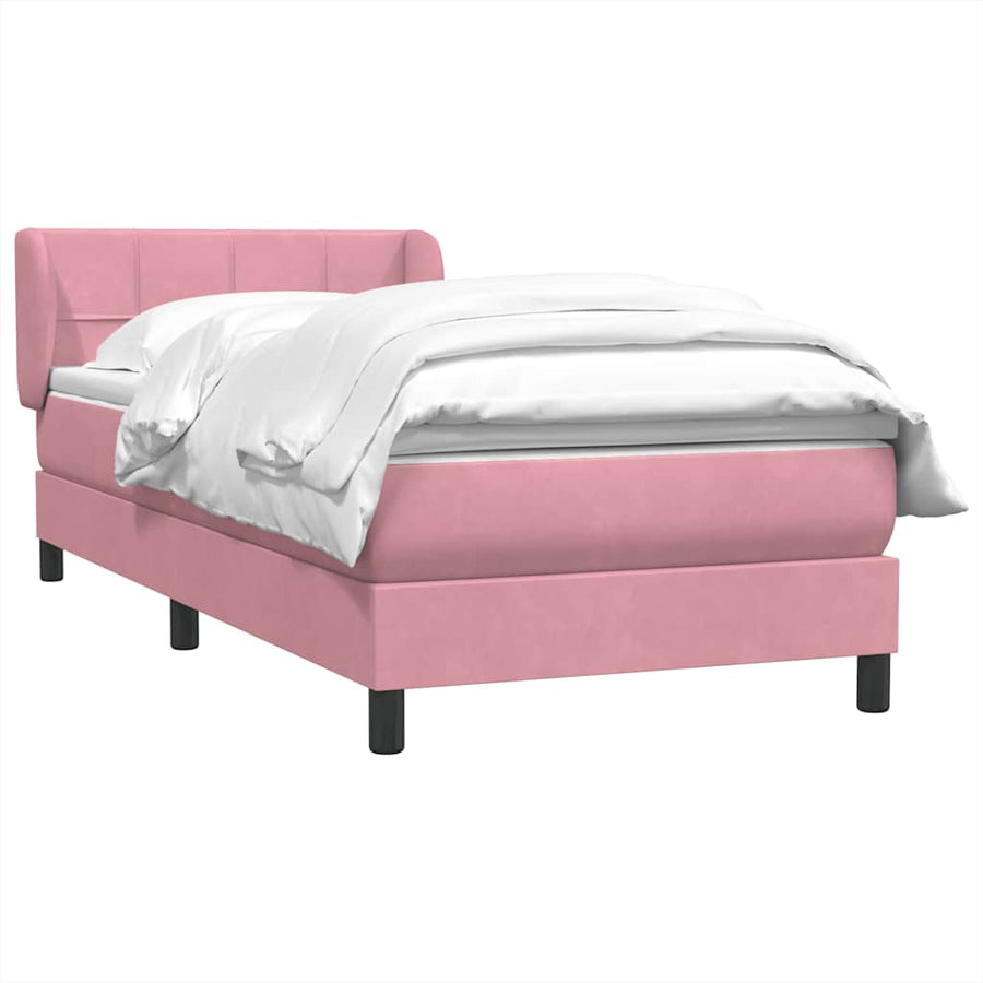 Boxspring met matras fluweel roze 80x220 cm