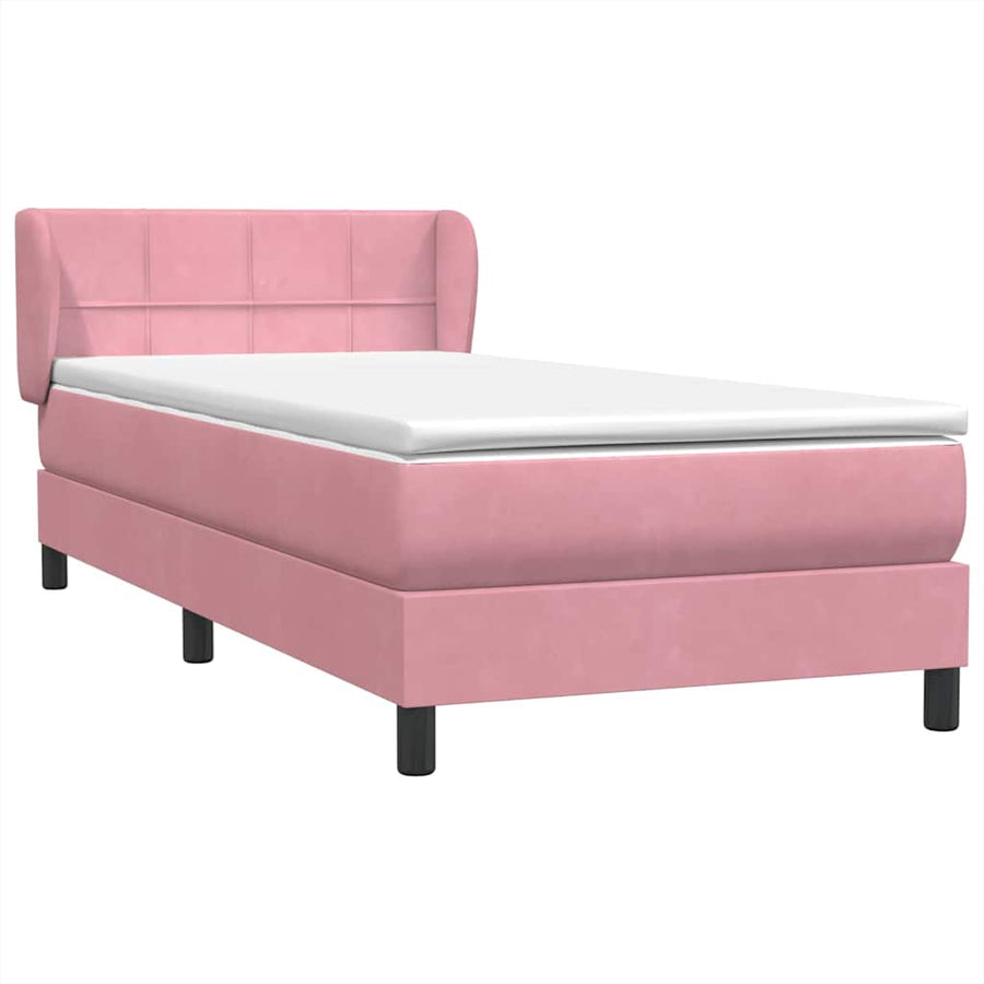 Boxspring met matras fluweel roze 80x220 cm