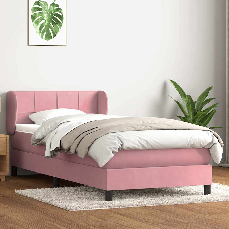 Boxspring met matras fluweel roze 80x220 cm