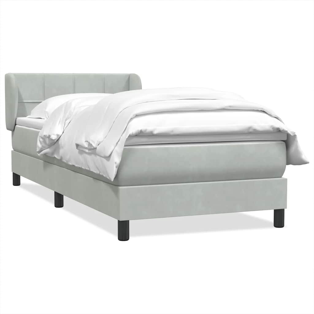 Boxspring met matras fluweel lichtgrijs 90x220 cm