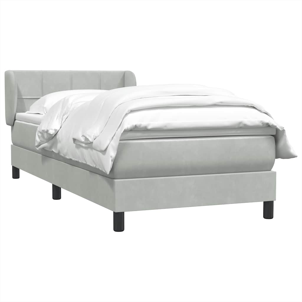 Boxspring met matras fluweel lichtgrijs 90x220 cm
