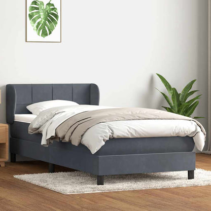 Boxspring met matras fluweel donkergrijs 90x220 cm