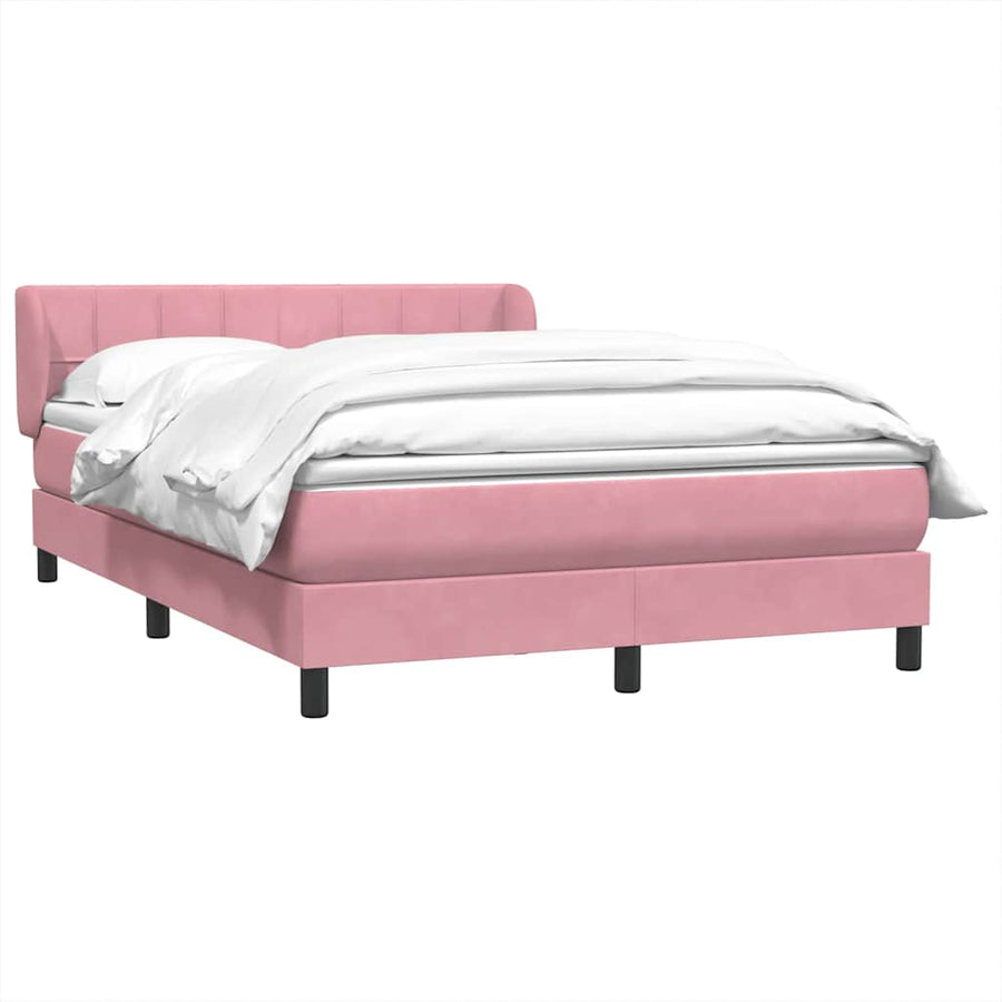 Boxspring met matras fluweel roze 140x220 cm