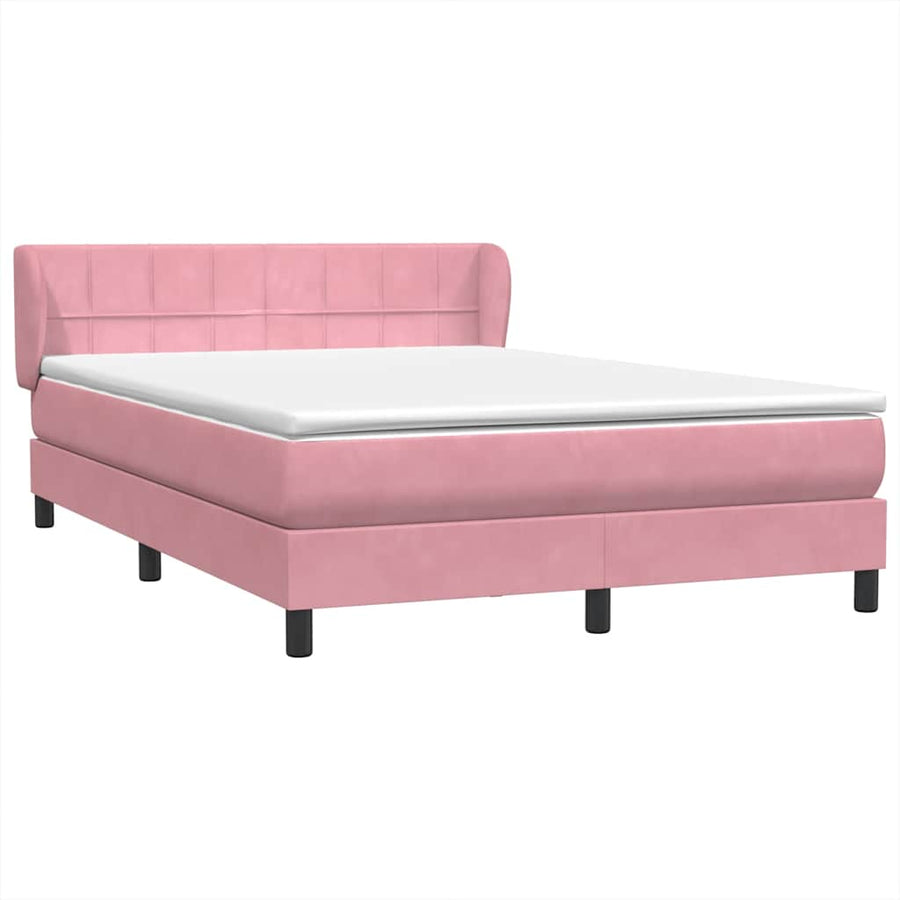 Boxspring met matras fluweel roze 140x220 cm
