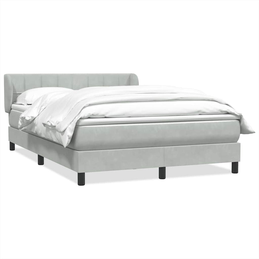 Boxspring met matras fluweel lichtgrijs 160x220 cm