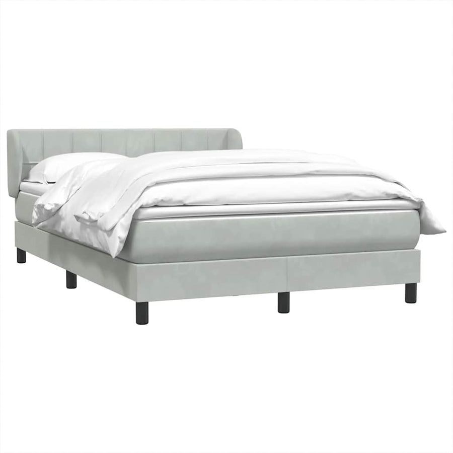 Boxspring met matras fluweel lichtgrijs 160x220 cm