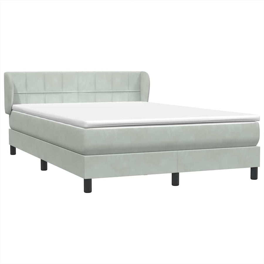 Boxspring met matras fluweel lichtgrijs 160x220 cm