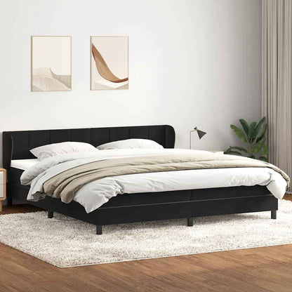 Boxspringbed met matrassen 200x220 cm fluweel zwart