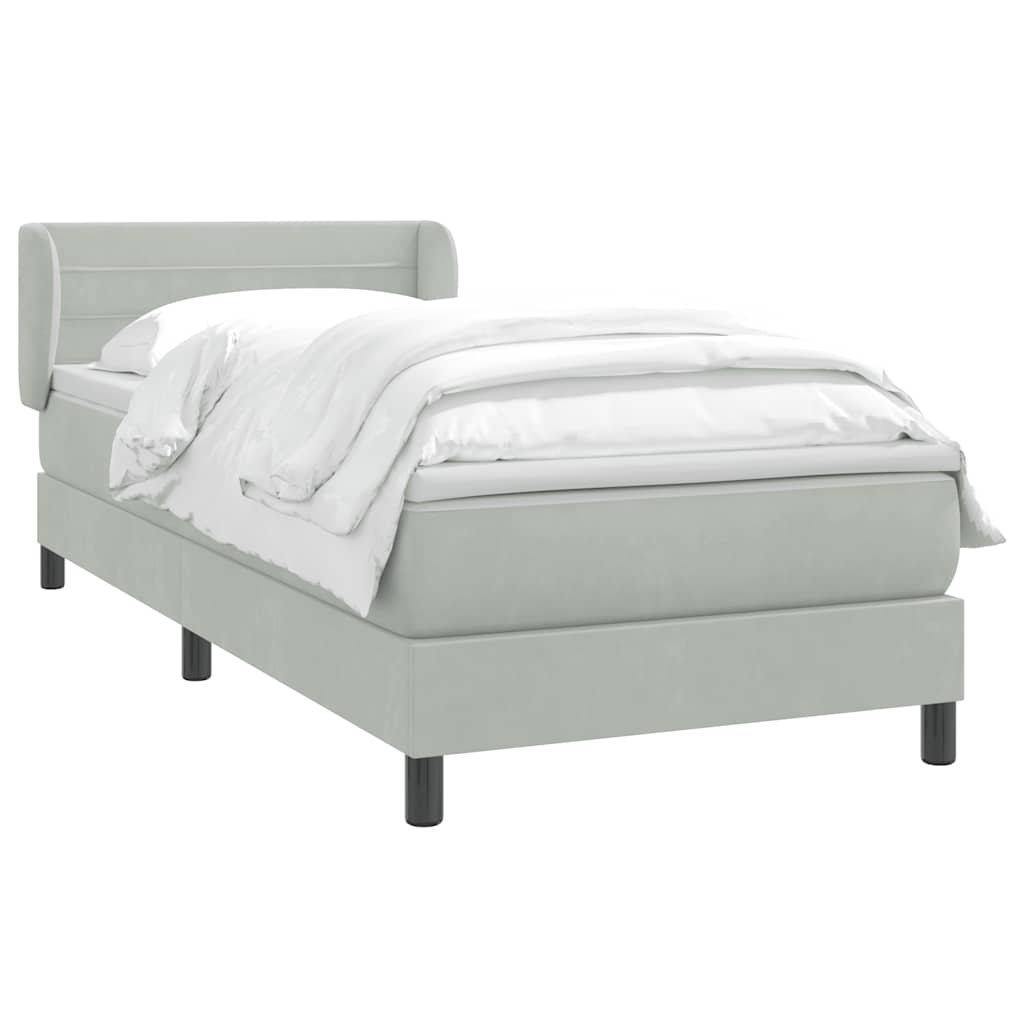 Boxspring met matras fluweel lichtgrijs 90x210 cm