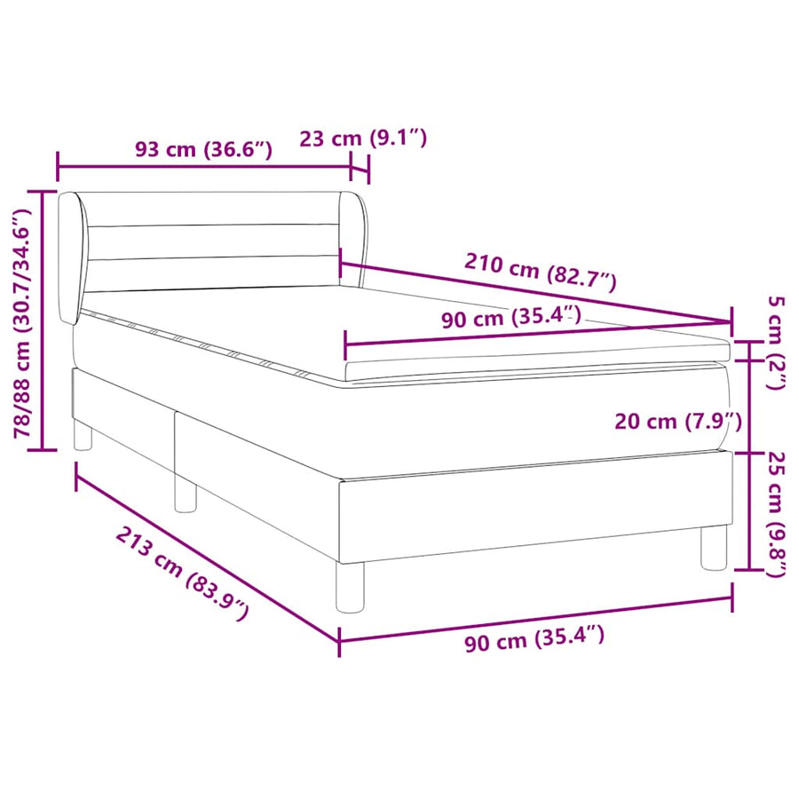 Boxspring met matras fluweel roze 90x210 cm