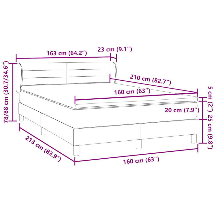 Boxspring met matras fluweel donkergrijs 160x210 cm