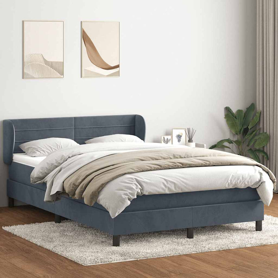 Boxspring met matras fluweel donkergrijs 160x210 cm