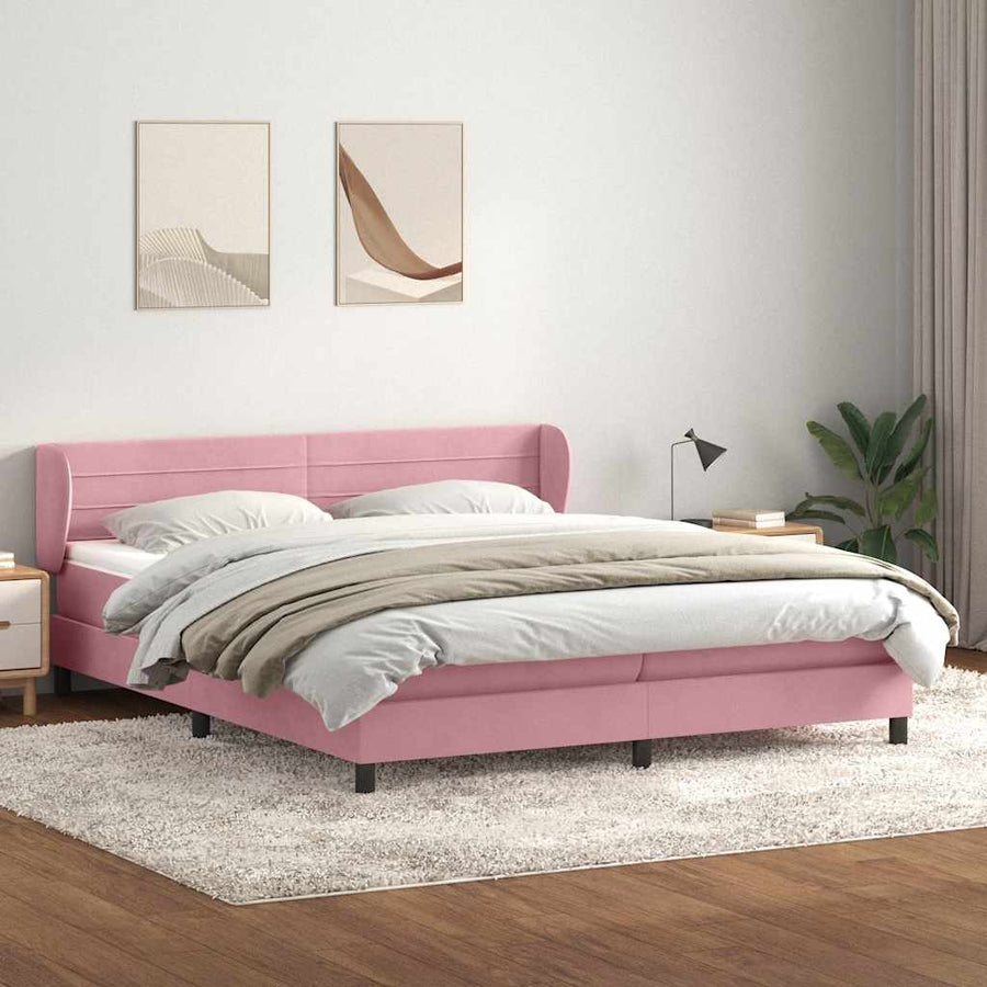 Boxspring met matrassen fluweel roze 180x210 cm