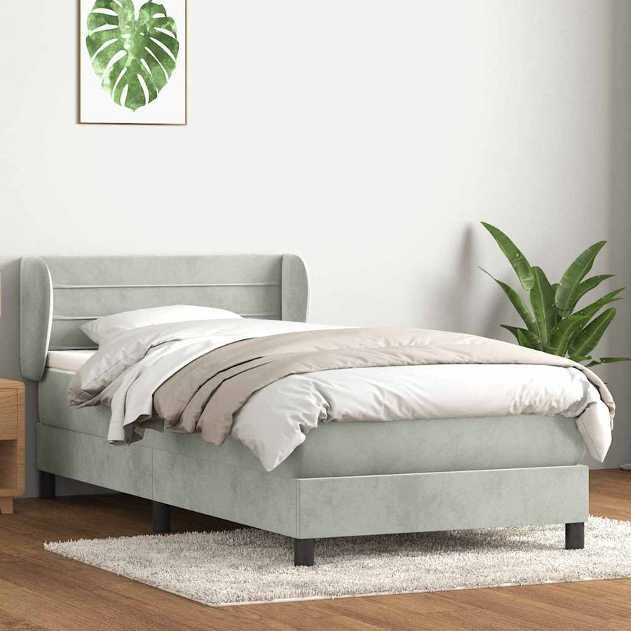 Boxspring met matras fluweel lichtgrijs 80x220 cm