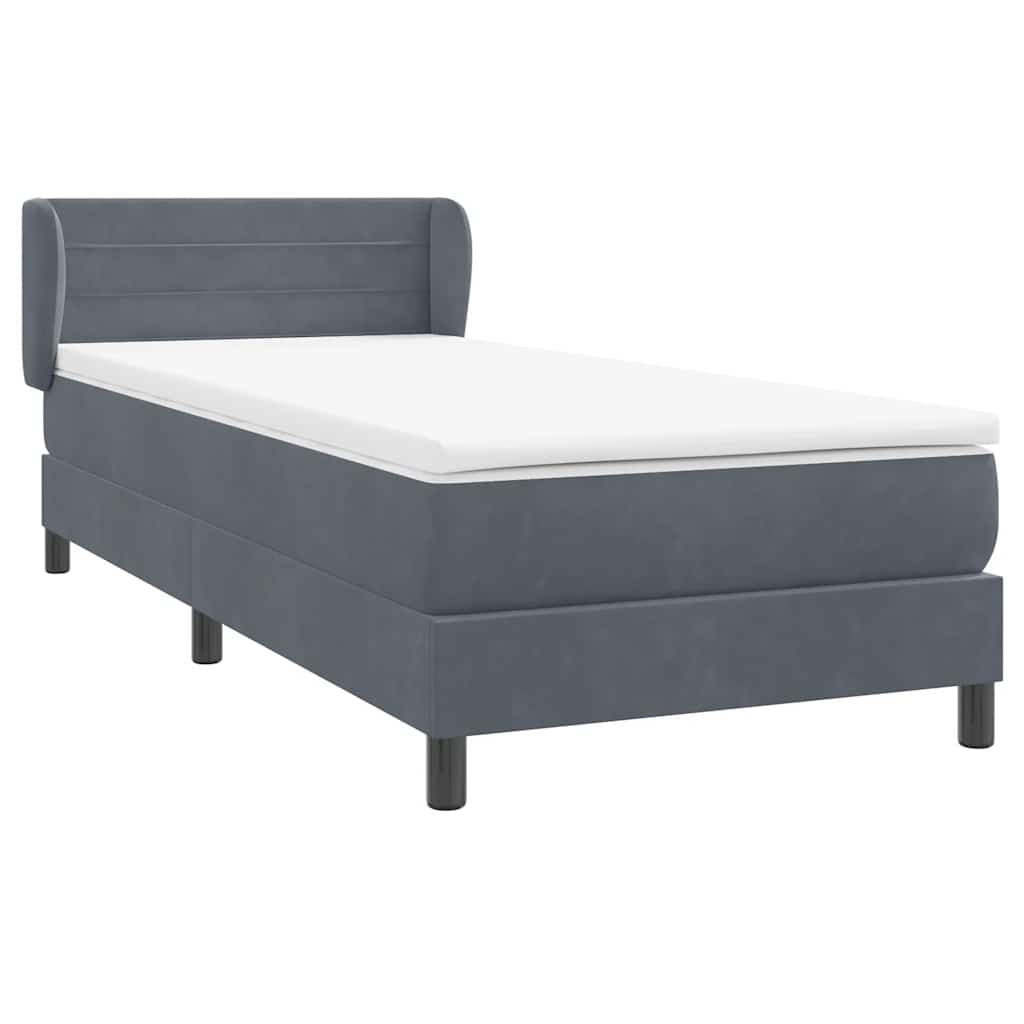 Boxspring met matras fluweel donkergrijs 80x220 cm