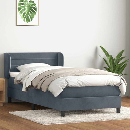 Boxspring met matras fluweel donkergrijs 80x220 cm