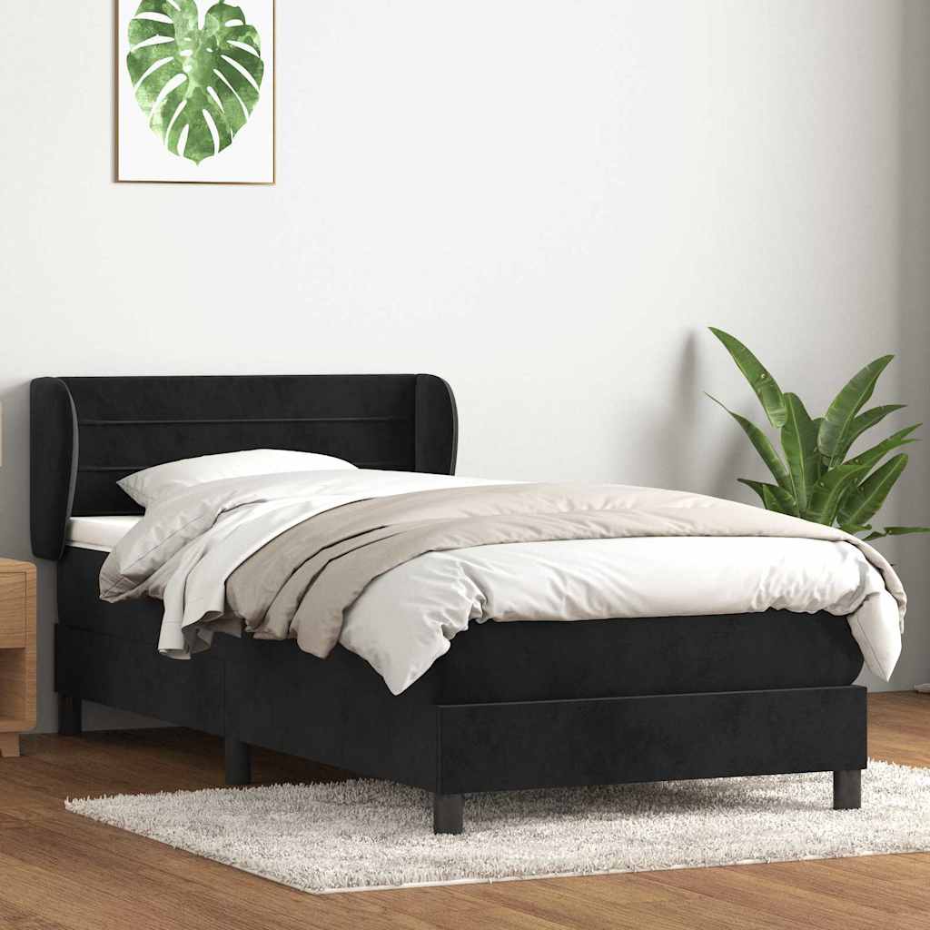 Boxspring met matras fluweel zwart 80x220 cm