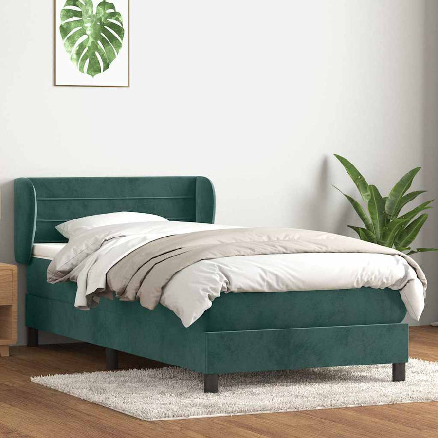 Boxspring met matras fluweel donkergroen 80x220 cm