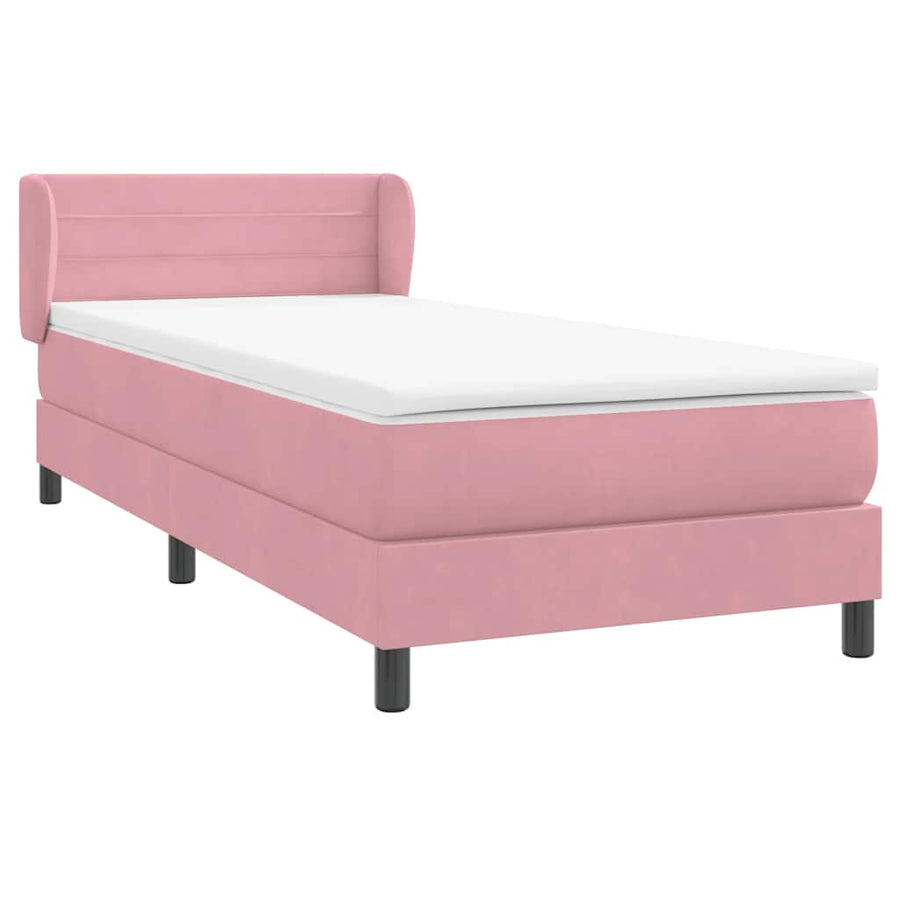 Boxspring met matras fluweel roze 80x220 cm