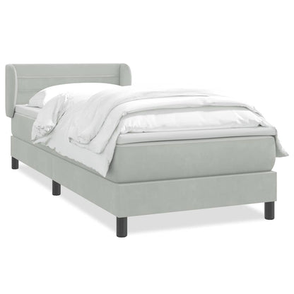 Boxspring met matras fluweel lichtgrijs 90x220 cm